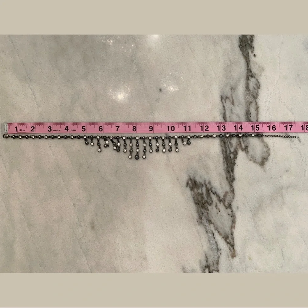Dangly Diamond Collar Necklace — Adjustable Chain - Picture 7 of 7